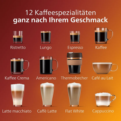 Philips Espressomaschine der Serie 5400 – Genießen Sie 12 Getränke, schnell reinigendes LatteGo, intuitives TFT-Display, anpassbare Kaffeeeinstellungen, erstklassiges Küchendesign (EP5441/50)